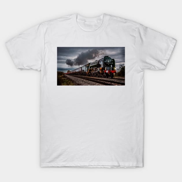 Tornado Steam Locomotive at speed T-Shirt by davehudspeth